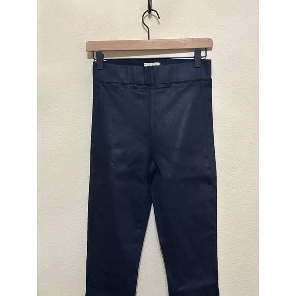 L'Agence Faux Leather Pants Women's Size Small Dark Blue Pull On Trousers Luxury - Picture 5 of 9